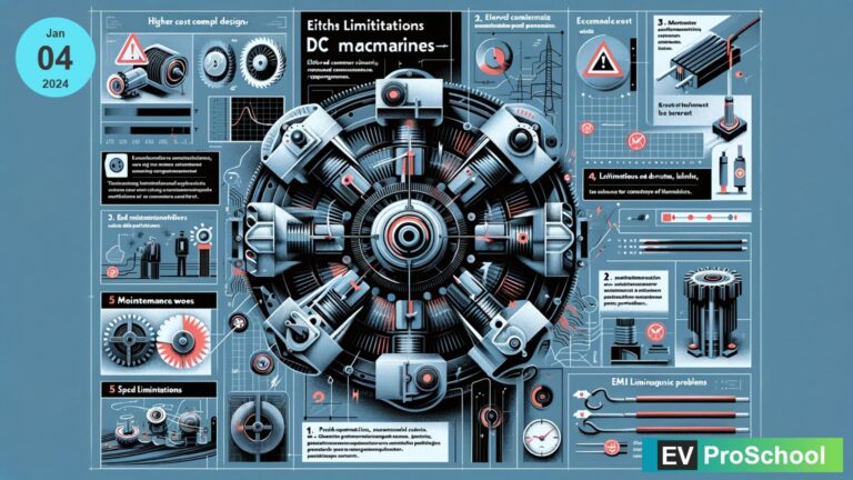 Illustration of DC Machine Components: Commutators and Brushes