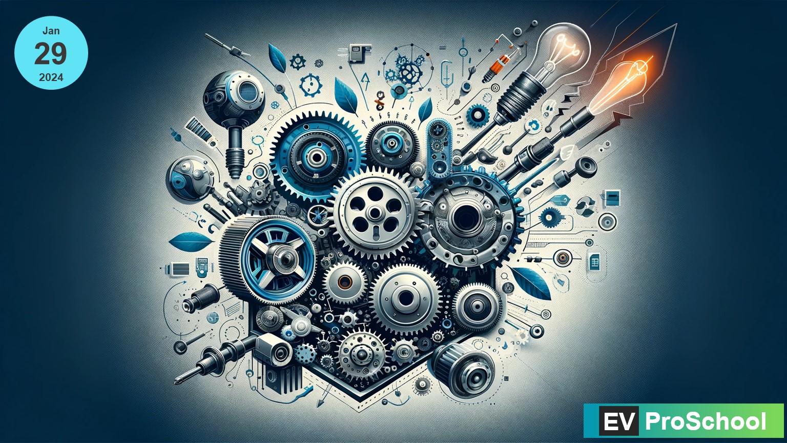 Illustration of Gear Ratios and Gearbox Components in Electric Vehicle