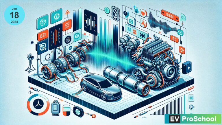 Illustration of NVH Measurement Equipment and Electric Vehicle Components