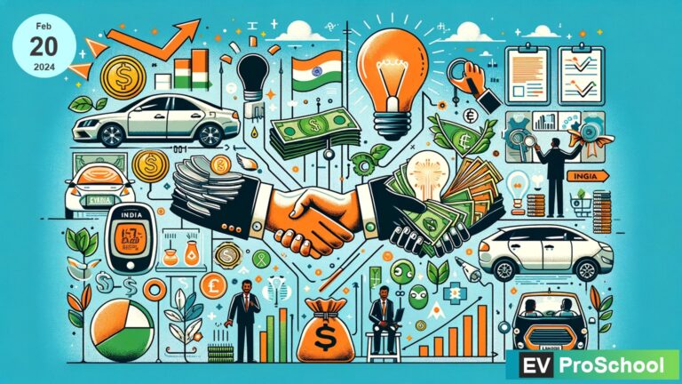 An elaborate and vibrant illustration depicting diverse financing options in the Indian electric vehicle market, integrating cultural motifs, financial symbols, and EV imagery to signify innovation and growth.