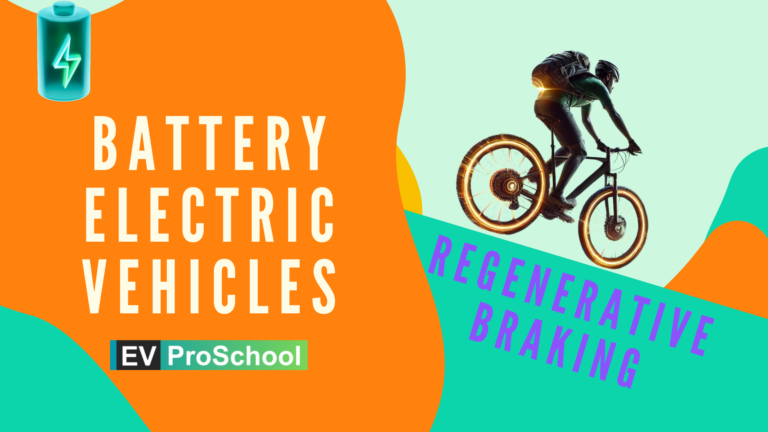 Illustration showcasing regenerative braking, battery electric vehicles, battery-to-wheels efficiency, battery state of charge (SOC), and EV efficiency, highlighting key components of sustainable electric mobility.